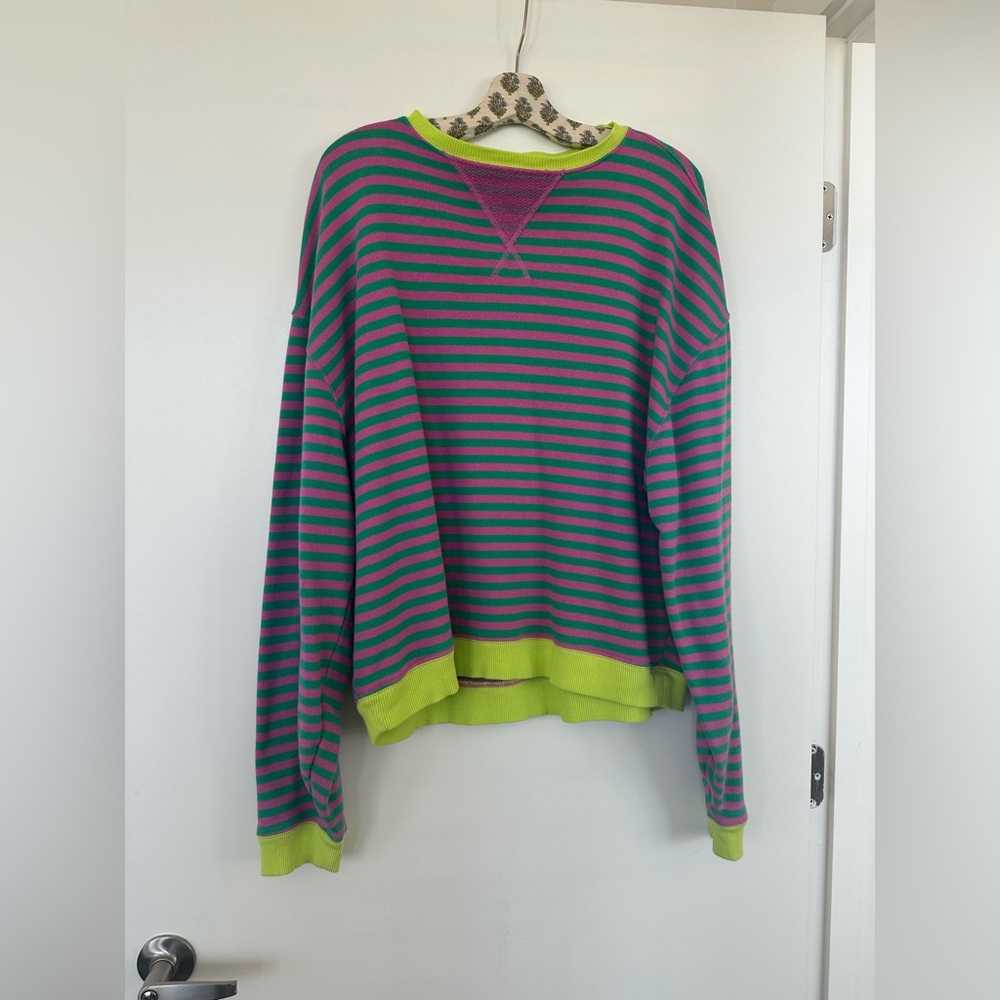 Free People Green and Pink Hoodie